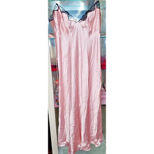 Jonquil By Diane Samandi for Neiman Marcus Satin/Lace Nightgown Size Large Pink